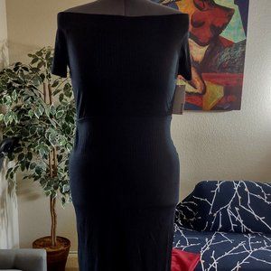 JustFab Black Off Shoulder A-line Dress